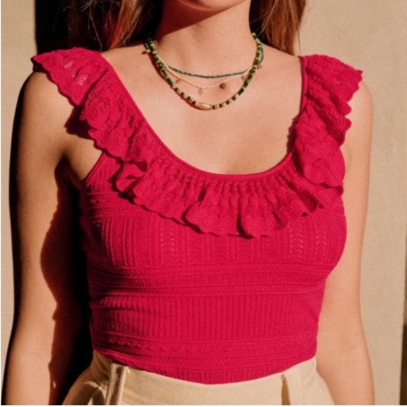 Sezane Pink Ruffle Top - Picture 3 of 8